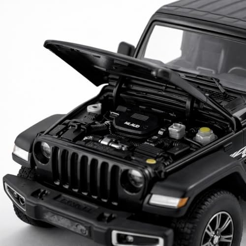 Image of 1:24 Scale Jeep Wrangler Die Cast Metal Car Model with Openable Doors & Hood, Detailed Interior, Pull Back Action Toy Car for Kids & Collectors, Display Model