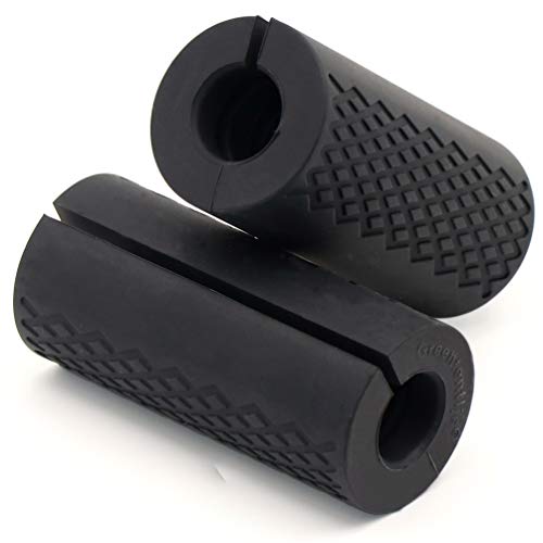 Greententljs Gym Bar Grips Silicone - fit Barbell Bars and Dumbbell Handles - Workouts Bar Up Body Exercise Grip for Weightlifting Fitness Training Bodybuilding Equipment (Black, Big Handle)