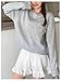 SHENHE Girl's Flower Sweater Crew Neck Long Sleeve Loose Fit Fall Preppy Knit Sweater Jumper Light Grey 16Y