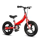 BERJMA Kinderbilanz Fahrrad 2 In 1 Kinderfahrrad, Geeignet Für Jungen Und Mädchen Im Alter Von 2-7, Fahrrädern Ohne Pedale Fahrrad red-14inche
