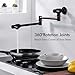 23.4“ Black Pot Filler, BAGNOLUX Upside Down Design Pot Filler, Wall Mount Pot Faucet for Kitchen Sink Folding, Coffee Machine Faucet with Stretchable Double Joint Swing Arms