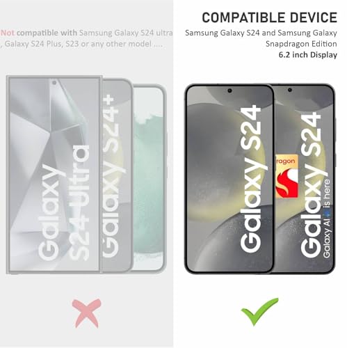 Image of SupCares Tempered Glass for Samsung Galaxy S24 (6.2 Inch) With Installation Kit | Military-Grade Gorilla Screen Protector | Edge to Edge Coverage | Black