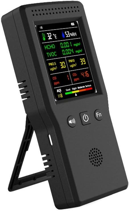 TROMAR Air Quality Monitor with kickstand extended