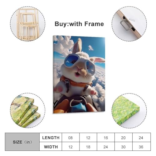 Poster grand angle lapin blanc décoration murale moderne toile 40x60 - 2