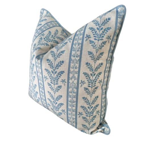 Jillien Harbor “The Louis” Blue Floral Block Print Pillow Cover – Decorative Throw Pillow Cover with Off-White Background – Grandmillennial Home Decor, 20" x 20" - Image 6