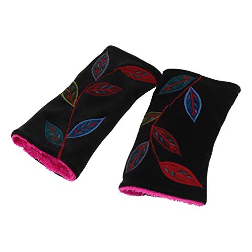 KUNST UND MAGIE Samt Armstulpen Wendbare Stulpen Handwärmer 2in1, Farbe:Black/Schwarz Cover