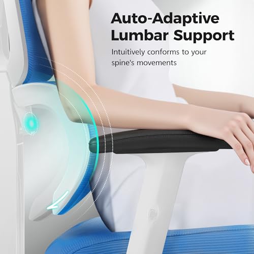 Image of Ergonomic Office Chair High Back Desk Chair with Lumbar Support, Breathable Mesh Computer Chair with Adjustable Armrests Height, Reclining Swivel Big and Tall Gaming Chair for Home Office(Sky Blue)