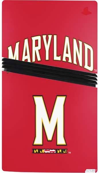 Skinit Decal Gaming Skin Compatible with PS5 Pro Console - Officially Licensed University of Maryland Collegiate Text Red Design