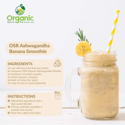 Image of Organic Ashwagandha Root Powder -4 Ounce | Lab Tested for Purity | Resealable Kraft Bag,Non-GMO, Indian Ginseng, Withania Somnifera -100% Raw from India, by SHOPOSR