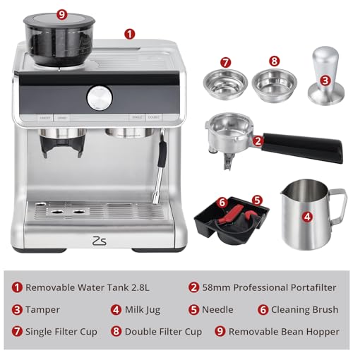 Takywep Espresso Machine, 20 Bar Espresso Maker with Milk Frother Steam Wand, Compact Coffee Machine with for Cappuccino,Latte, Fast Heating, Stainless Steel by Takywep - Image 6