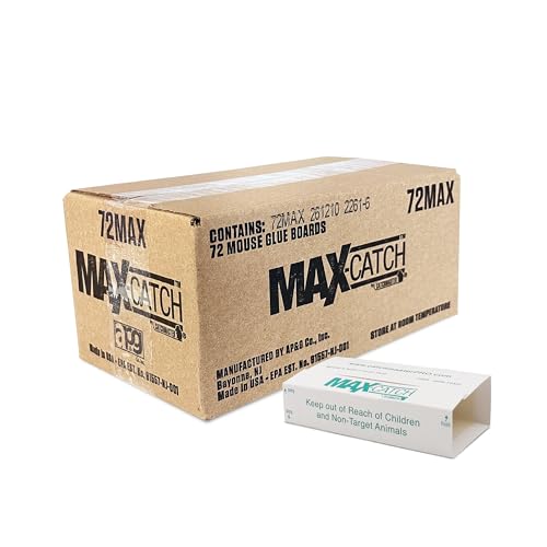 Catchmaster 72MAX Trampa para Ratones | Adhesiva, Sin Veneno | Paquete de 72 Placas para Atrapar Ratones