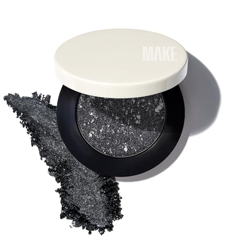 MAKE Beauty Multi-Chromatic Eye Shadow. Metal Reflecting Luminous Foil Finish Creamy Buildable Dimensional Long-wear Crease-proof Powder Eyeshadow Multichrome Shade - Onyx Slate Grey