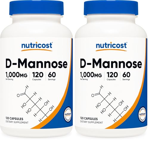 Image of Nutricost D-Mannose 1000mg Per Serving, 120 Capsules - 500mg Per Capsule, Urinary Tract Health, Non-GMO and Gluten Free (Pack of 2)