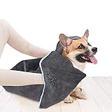 SUNLAND Microfiber Dog Bath Towels Super Absorbent Towels for Dogs Fast Drying Pet Towel with Embroidered Paw Print 16Inch x 40Inch
