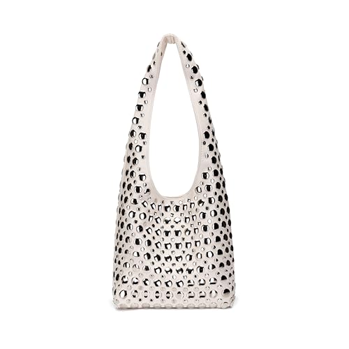 Bolso Hobo con Tachuelas Estilo Y2K Blanco para Mujer