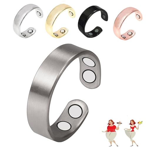 ABISIN Auvulis Migraine Ring Adjustable Stainless Steel Calmi Rings Lymphatic Vitality Magneti Rings Anti Snoring Ring Migraine Relief Jewelry for Women Men (Silver)
