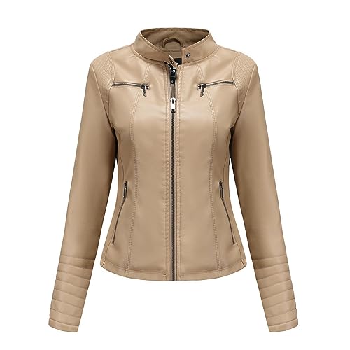 Veste de moto en cuir PU solide femmes manteau automne hiver vêtement d'extérieur