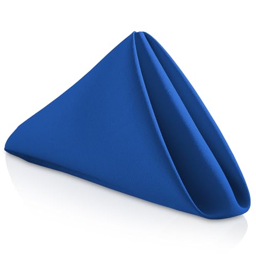 Lann's Linens Set of 12 Cloth Dinner Napkins, 17-inch Polyester Napkins, Washable and Reusable Fabric for Weddings, Hotels, Restaurants - Royal Blue