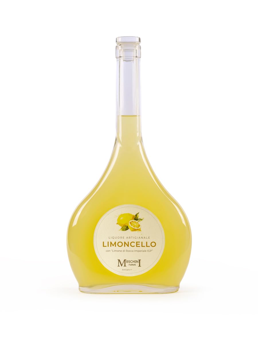 Moschini Farms Limoncello - Liquore Artigianale con Limone di Rocca Imperiale IGP - Made in Italy - Bottiglie Esclusive Numerate a Mano
