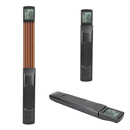 Alomejor Mini Guitare de Poche, 6 Cordes avec Métronome, Formateur d'Accords avec Écran Rotatif, Outil d'Exercice pour Débutants