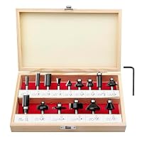 BAIDETS Pro 15tlg. Fräser Set für Holz - Hartmetall Fräsersatz, Zubehör Oberfräsen mit 8mm Schaft, in Robuster Holzbox.