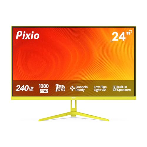 Image of Pixio PX249 Wave Yellow 24 inch 240Hz Refresh Rate FHD 1080p Resolution IPS Panel 1ms GTG Response Time Gaming Monitor and PS1S Wave Yellow Single Monitor Arm