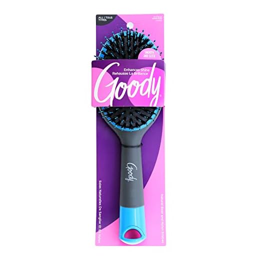 Goody Sleek and Shine Oval Brush - Natural Boar and Nylon Bristles for All Hair Types - Helps Fight Against Static and Frizz While Distributing Natural Oils - Hair Brush Men, Women, Boys, and Girls