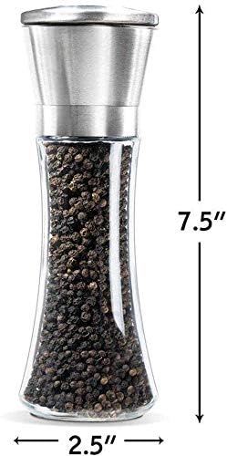 Image of Premium Pepper Grinder & Salt Shaker for Professional Chefs - Adjustable Coarseness Spice Mill with Brushed Stainless Steel and Ceramic Blades (1 PCS)