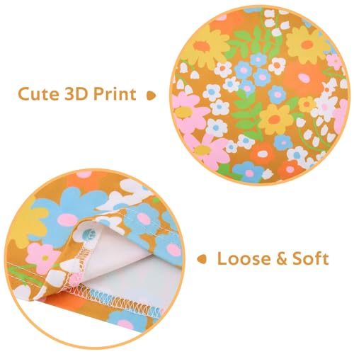 Toddler Girls Sundress Cute Orange Flower Print Groovy Birthday Dress Twirly Summer Dress with Pocket Size 4-5 Years — view 4