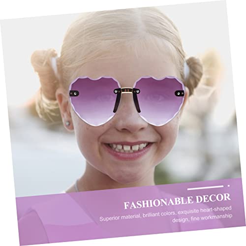 Heart Shaped Rimless Sunglasses for Transparent Gradient Gray Lens Eyewear Frame Party Accessory for Boys and Colorful Design for Summer and Birthday Events3
