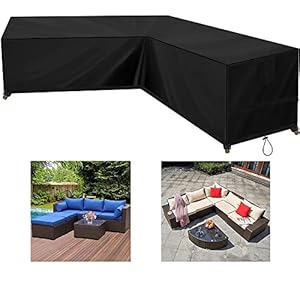 Kovshuiwe L-vorm tuinbankhoezen,Tuin V-vorm meubelhoes Waterdicht, 420D Stevige Oxford-stof L-vormige bankhoes, Tuin…