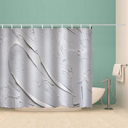 Rideau de douche lavable et imperméable en textile blanc à motifs