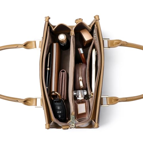 Image of EXOTIC Premium Orlina Duotone Structured Tote Bag for Women | PU Leather Handbag | 2 Compartments with Center Zip | Detachable Sling Strap | Office & Daily Use
