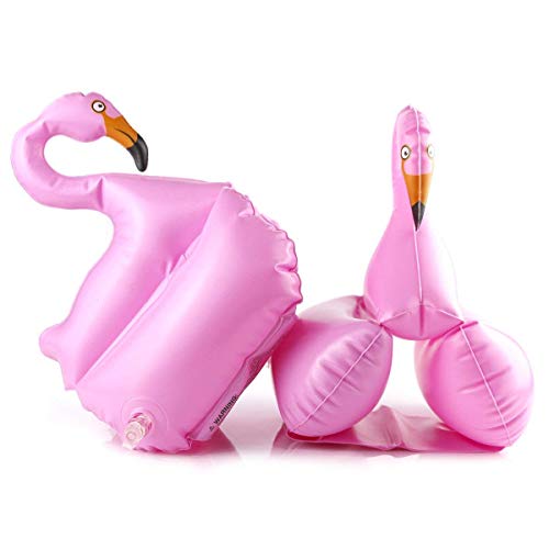 LAFALA Flamingo Inflatable Arm Bands Water Wings Swimming Pool Float Floatation Sleeves Swim Armbands Toy for Kids and Adults - 1 Pair,Pink