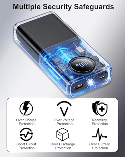 Power Bank 20000mAh met 4 Ingebouwde Kabels, 22,5 W Powerbank Snellaadfunctie en LED Display voor Op reis en kamperen Draagbare Oplader USB C Powerbank met Zaklamp voor iPhone 17 16 15 14/iPad/Samsung - Afbeelding 6