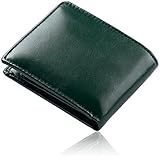 [ムラ] ゴートレザー メンズ スキミング防止機能付き 二つ折り財布 本革 グリーン