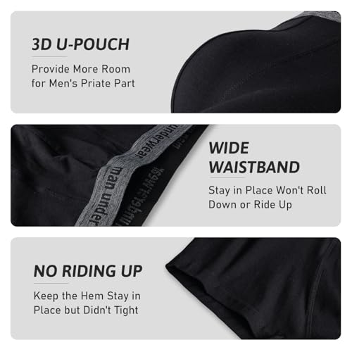 Mens Underwear Briefs Mens Cotton Boxer Briefs No Fly 3D Pouch Comfortable 4 Pack-6 Pack Small Medium Large3