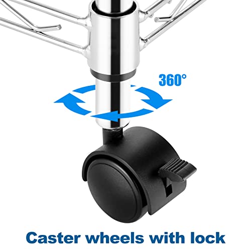 Homdox 5 Tier Steel Wire Shelving Unit On Wheels,Chrome Shelves For Garage Kitchen Living Room,Heavy Duty Shelving Rack, 23.2 X 13.8 X 72 Inch (L X W X H) #TOP4