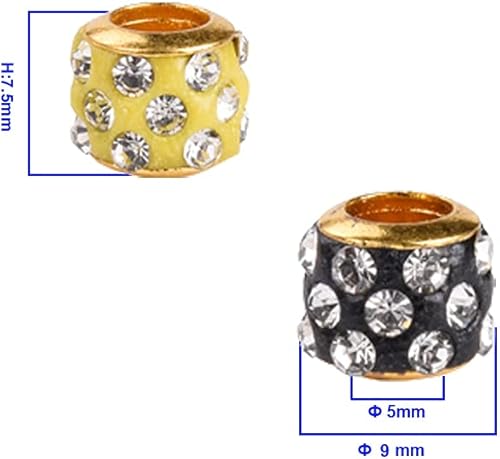 Miniatura 4 de Surtido de 100 cuentas europeas con diamantes de imitación de cristal con agujero grande, cuentas de cadena de serpiente con metal chapado para