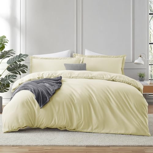 Hearth & Harbor Vanilla Yellow Duvet Cover Queen Size 3 Piece Bedding Set