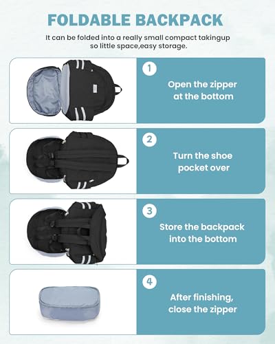 Image of Gym Backpack for Women Men, Lightweight Gym Bag with Shoe Compartment, Water Resistant Sports Backpack with Wet Pocket, Large Capacity Cheer Backpacks for Girls, Black