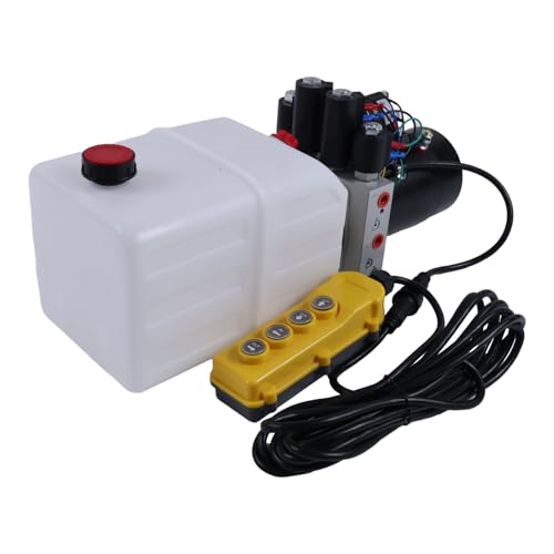 Image of HOLDWELL 6 Quart 12V Dual-Double Power-Up Power-Down Acting Hydraulic Pump 2.0 GPM Hand Held endant with 15-foot Removal Cord and Start Solenoid