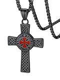 FaithHeart Knights Templar Necklace for Men, Armor of God Pendant Necklaces Black Stainless Steel Jewelry Birthday Gift for Father