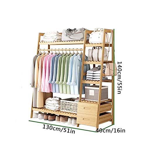 Perchero de madera para guardarropa compacto con zapatero integrado y cajones 6