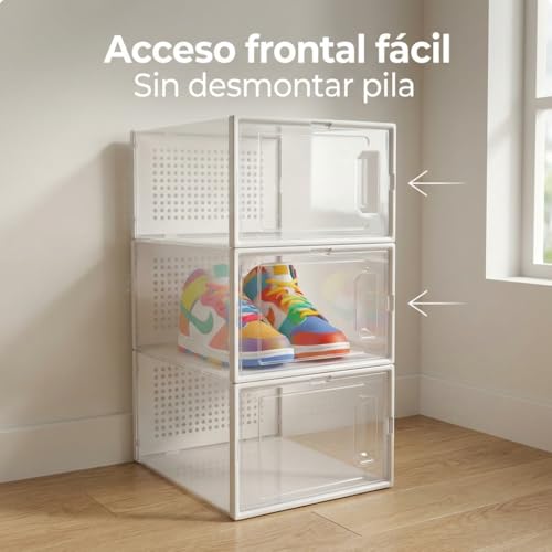 Miniatura 3 de Zapatero Plastico Pack 16 - Pincho - Cajas Para Zapatos, Cajas Zapatos Transparentes, Caja Organizadora Apilable, Organizador Armario Con Cajón Frontal - Cajones Almacenaje Con Ventilación, Modular