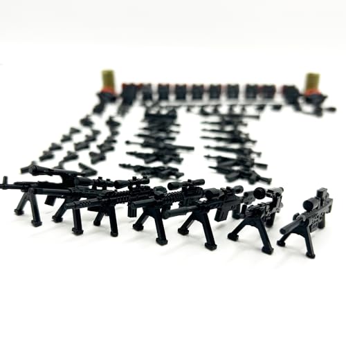 Image of 108 Pcs Military Guns & Weapon Pack, Bricks Accessories for Army Minifigure Block Toys, Soldier Equipment Shields for Army Soldiers Set Building Block Kits