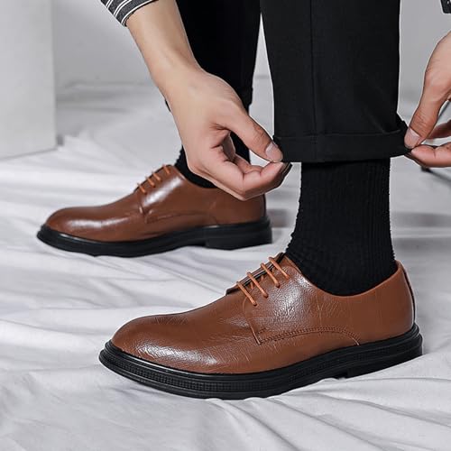 Men’s Classic Oxfords Dress Shoes, Pointed Toe Lace-up Genuine Leather Comfort Dress Shoes for Wedding Office2