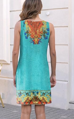 Image of Disamer Beach Dresses for Women 2024 Vacation Summer Dress Casual Floral Print Beach Sundresses Button Down V Neck Sleeveless Tshirt Dress, X-Large, Flower10