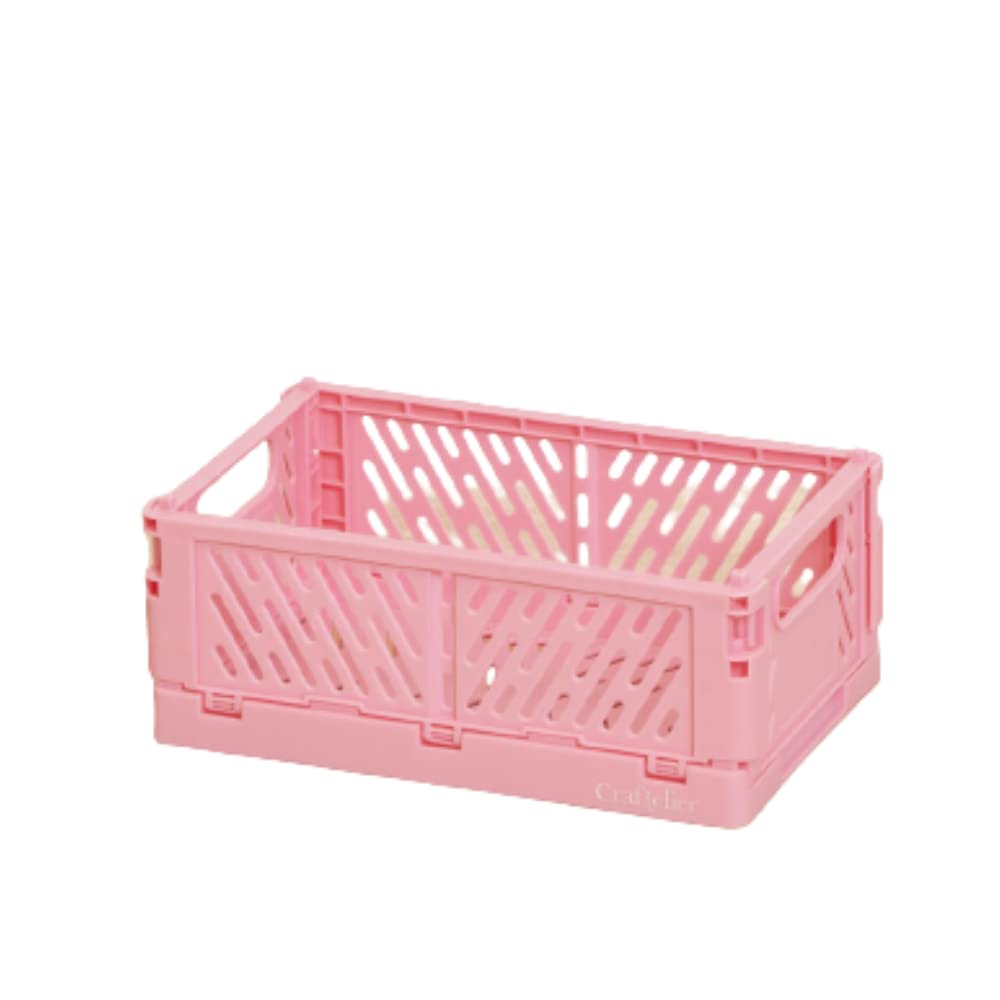 Craftelier - Folding box for organisation and storage materials | Stackable design | Size: Small | Pink - Open box dimensions: 15 x 9.5 x 5.5 cm