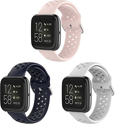 Classicase ���v�o���h �R���p�`�u�� Fitbit Versa 2 (�t�B�b�g�r�b�g ���@�[�T 2) / Versa/Versa Lite �݊����̂��� �\�t�g�V���R���o���h �X�|�[�c�o���h (3-Pack H)